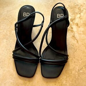 Bp black open toe heeled shoes